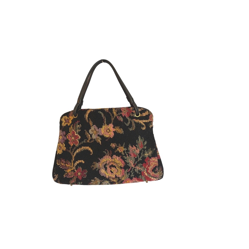 Vintage Floral Needlepoint Tapestry Handbag Black Rose DO NOT‎ BUY